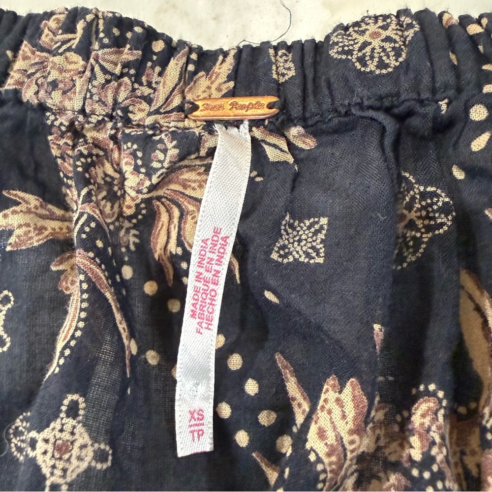 Free People Golden Hour Smocked Bodice Cotton Maxi Dress Women’s XS Black/Beige - Picture 9 of 15